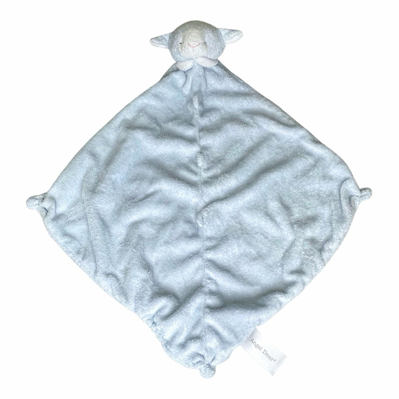 Angel Dear Lamb Lovey Baby Blankie Security Blanket Teether Knotted Corners Blue - Picture 1 of 10